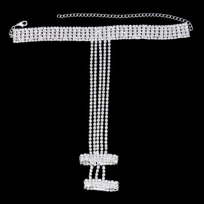 INS Shiny Crystal Multiple Rows Hand Finger Bracelets Jewelry for Women Rhinestone Charm Finger Rings Wrist Chain Bracelet Gift