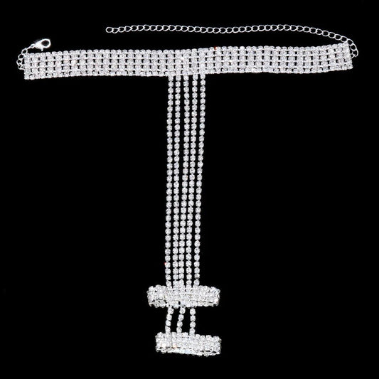 INS Shiny Crystal Multiple Rows Hand Finger Bracelets Jewelry for Women Rhinestone Charm Finger Rings Wrist Chain Bracelet Gift