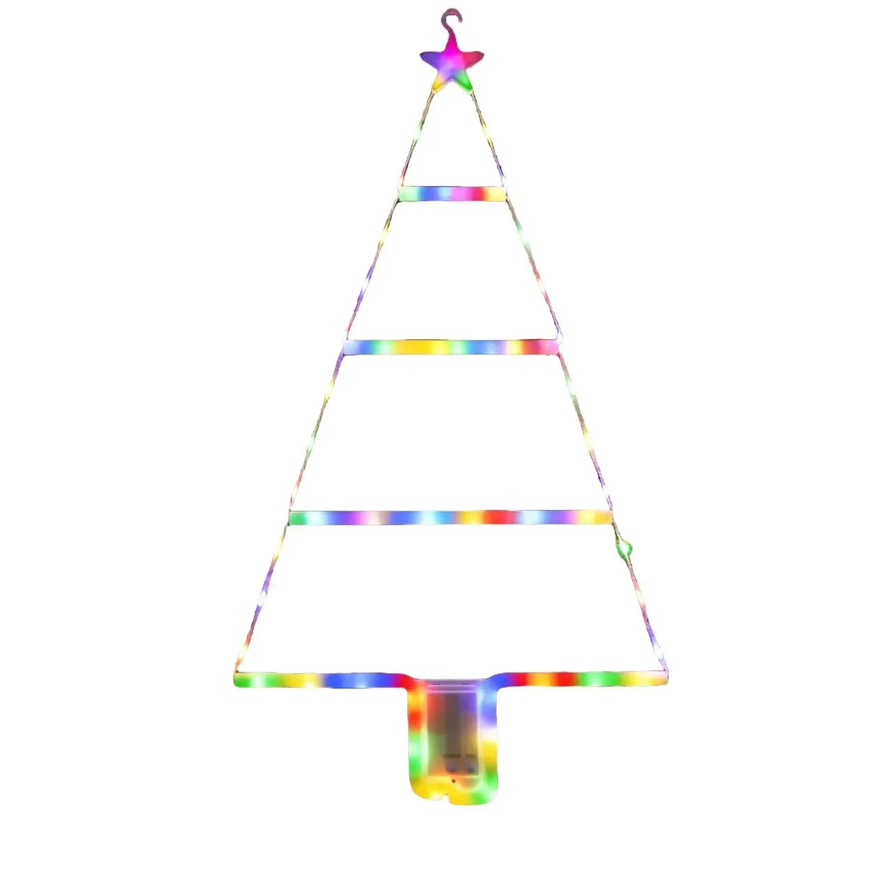 New Christmas Tree Lights Holiday Decorations Atmosphere Lamp Waterproof Leather Thread Colorful Light String Triangle Ladder