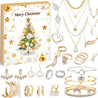 Christmas Countdown Calendar 24 Days Christmas Decorative Countdown Advent Calendar Necklace Bracelet Earrings Christmas Gifts