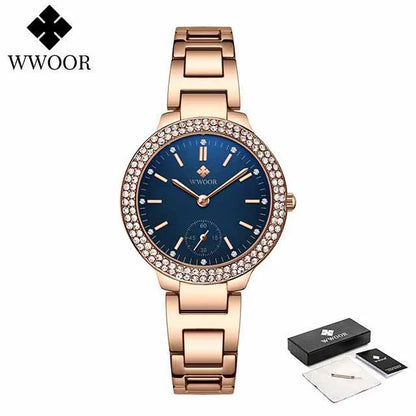 WWOOR New Women's Watches Fashion Crystal Diamond Ladies Quartz Wristwatch For Woman Relogio Feminino Female Montre Reloj Mujer