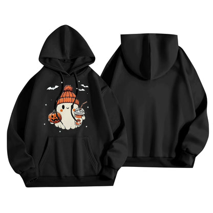 Women Halloween Printed Hoodie Casual Long Sleeve Sweatshirt Fashion Oversize Pullover Cozy Winter Streetwear Chic Loungewear