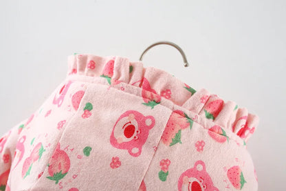 Winter Girls' Cotton Jacket, New Cute Children's Clothing, Solid Color Printed Girls' Cotton Jacket, Rabbit Ear Hooded Bag Gift