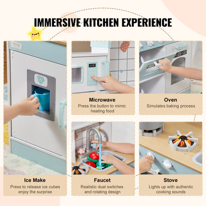 VEVOR Kitchen Counter Play Set DIY Simulated Cooking Food Tableware Play House with Sound Pretend Game Toy Gift Kid Boy Children