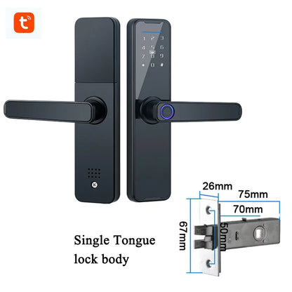 Tuya App Electronic Digital Smart Door Lock Biometric Fingerprint Password Remote Unlocking Keyless Office Apartment Door Lock