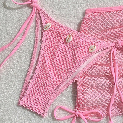 Summer Swimsuit For Women Sexy Bikini Set Push-up Padded Bra Thong Three Pieces  Neck Halter Beachwear Bathing Sexy Swimsuits