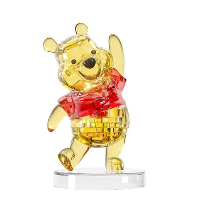 Disney Building Blocks Pooh Bear Ornaments Piglet Gaule Child Transparent Toy Puzzle Doll Ornaments Girl Crystal Figure Gift