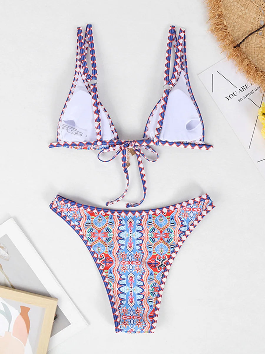 Micro Bikinis 2025 Sexy Women Swimsuits Female Swimwear Print Bikini Set Bathing Suit Swimming Suits Beachwear Thong Biquini