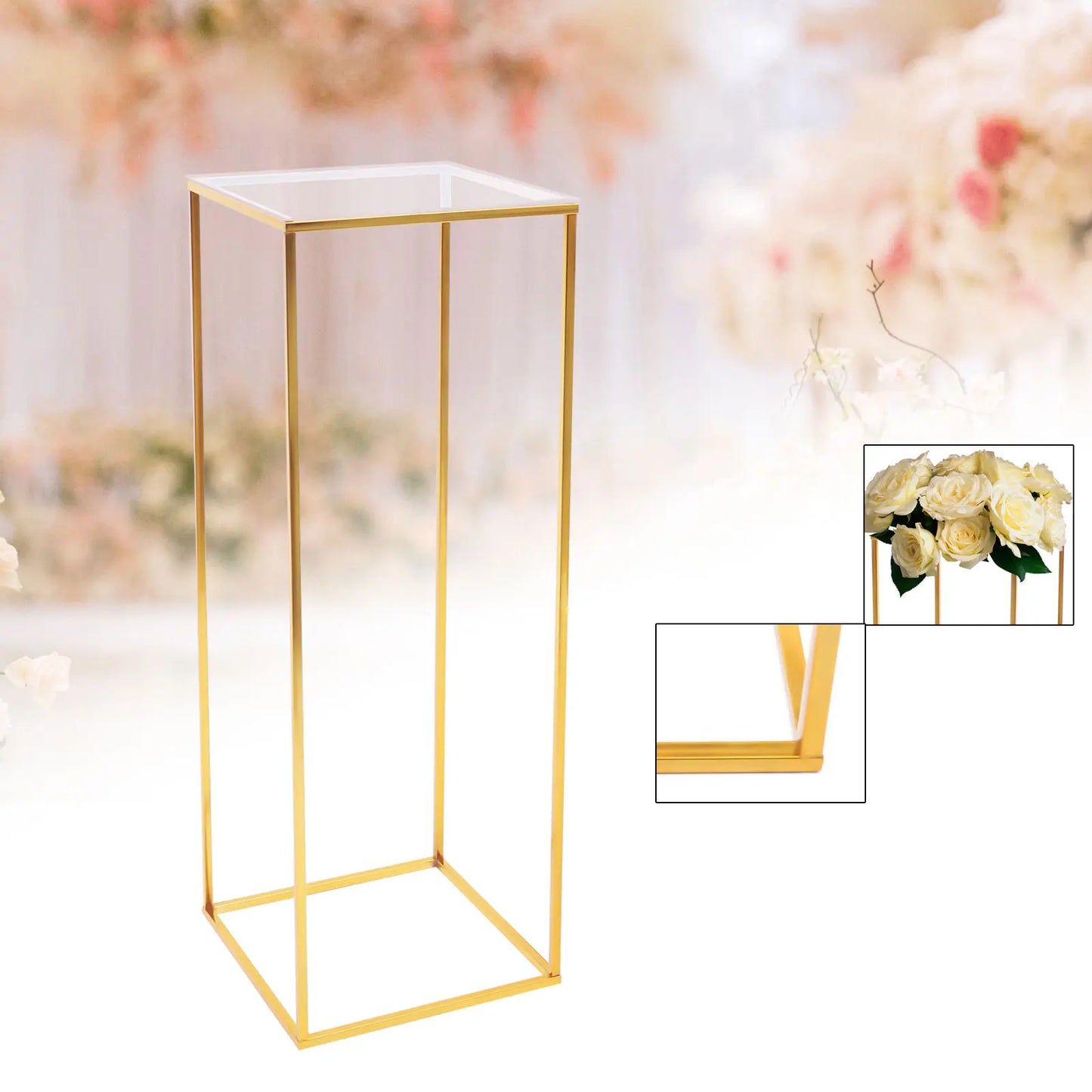 60/80CM Wedding Backdrop Column Pedestal Display Holder Rack Pillar Stand 1Pc Elegant Metal Flower Stand Gold