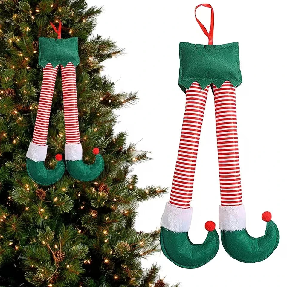 2024New Year Christmas Elf Santa Legs Car Accessories Christmas Decor For Home Xmas Tree Pendants Ornaments  HappyGifts
