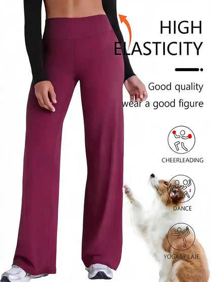 Women's Spring & Summer Wide-Leg Athletic Pants, High-Waisted Butt-Lifting Tummy-Control Yoga Pants,Plus Size Clothes,Jeans（New）
