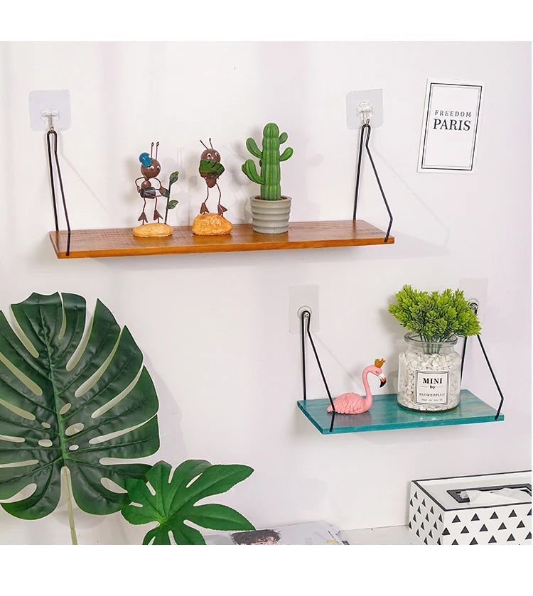 Nordic Wooden Wall Hanging Shelves Living Room Decor Display Stand Home Wall Decoration Bedroom Storage Shelf