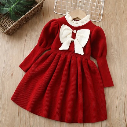 Girls Knitted Long Sleeve Casual Kids Baby Knitted Outfit  2-8 Years Christmas School Costume