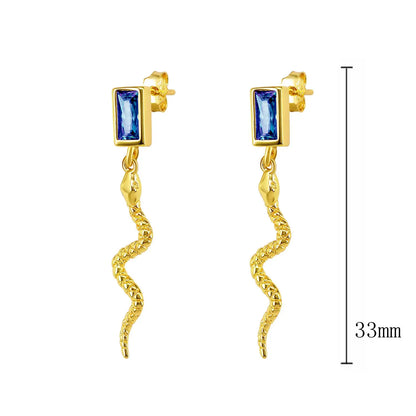 925 Sterling Silver Needle Pave Crystal Snake Type Stud Earrings for Women Simple Cute Animal Earrings Fashion Delicate Jewelry