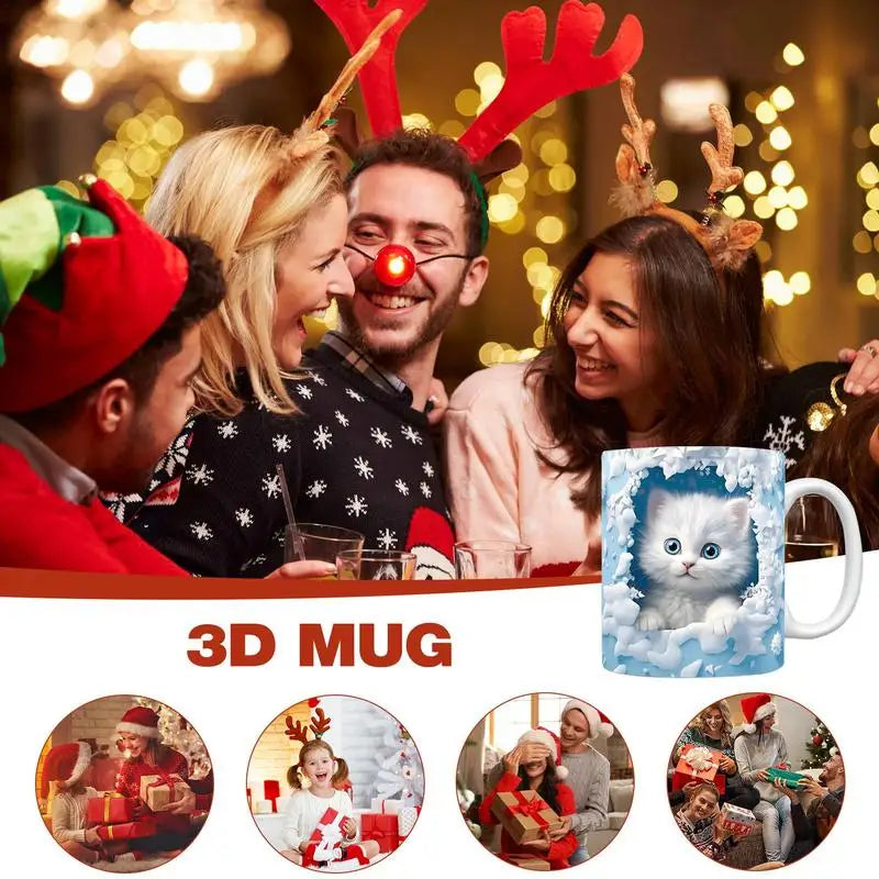 Cat Coffee Mug Ceramic 3D Visual Cat Milk Cup Creative Coffee Cups For Mulled Drinks Unique Cat Lovers Gifts Cups For Tea