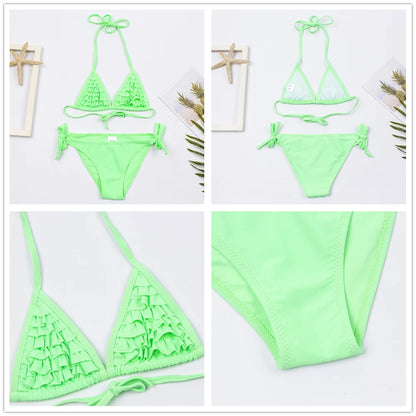 7-14Year Butterfly Print Child Bikini Set 2025 Girls Swimsuit Swimwear For Kids Summer Brazilian Teen Baby Swimming Suit Biquini