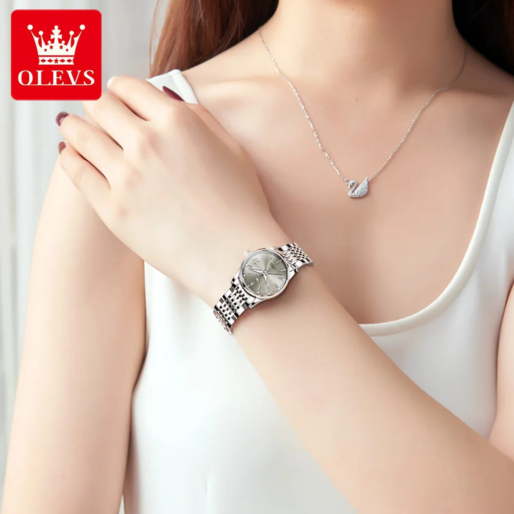 OLEVS 6635 Elegant Women's Watches Simple Fashion Automatic Mechanical Wristwatch for Lady Waterproof Luminous Date Gift Box
