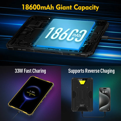 Ulefone Armor Pad 2 Rugged Tablet, 11" 2K, 18600 mAh ,IP68/IP69K Android 13 NFC GPS 4G Tablet Up to16GB +256GB LED Camping light