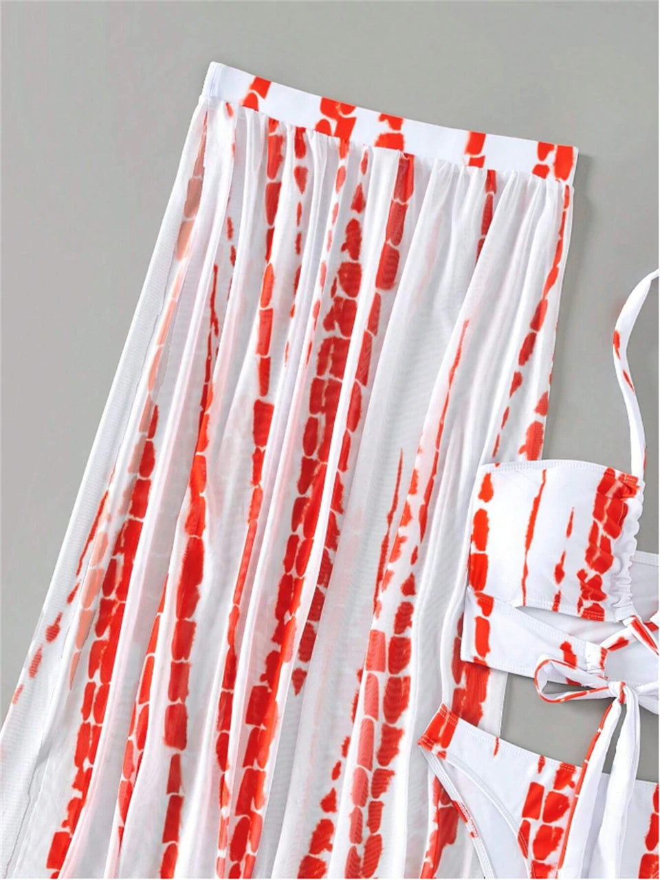 3 Pieces Tie Dye Cross Bikini 2025 Women Sexy Halter Swimsuit & Cover Up Pants Swimwear Bathers Bathing Swimming Suit Beachwear