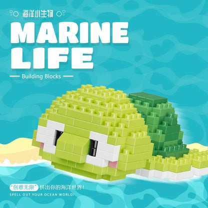 Marine Organism Micro Building Blocks Sea Turtle Killer Whale Beluga Walrus Penguin Mini Brick Figure Toys For Christmas Gift