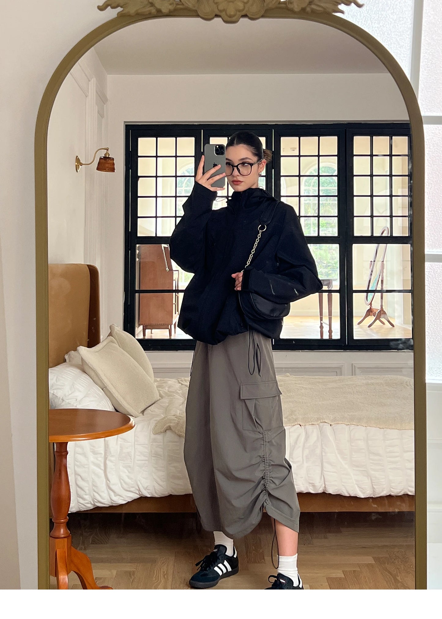 Autumn Outdoor Jacket Women Vintage Hooded Windbreaker Ladies Casual Loose Zipper Jackets Female Neutral Style Sporty Coat