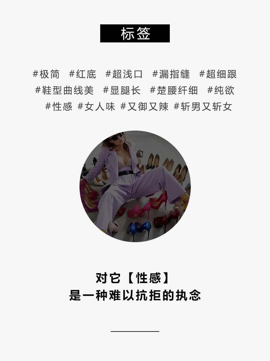 Customized one-piece buckle with slim heel high heels for summer 2025, new pointed toe exposed toe red sole fashion sandals