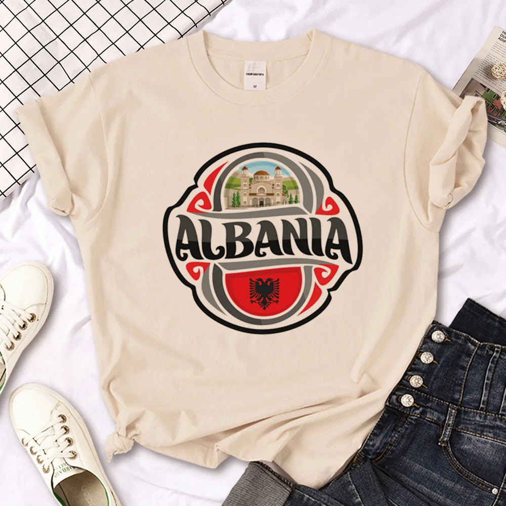 Albania Tee women manga t-shirts girl streetwear Japanese designer clothing