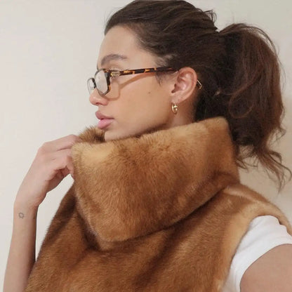Fashion Women's Faux Fur Vest Sleeveless High Collar Waistcoat Casual Chic Streetwear Outerwear Ladies Fashion Winter 2025 Tops