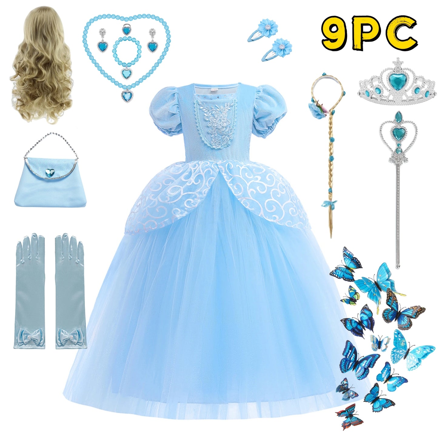 Kids Cosplay Costume Girl Summer Pageant  Fantasy Children Cinderella Carnival Clothes Princess Birthday Dress 2-10 Year