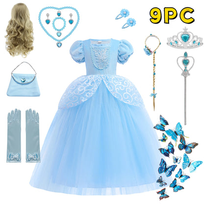 Kids Cosplay Costume Girl Summer Pageant  Fantasy Children Cinderella Carnival Clothes Princess Birthday Dress 2-10 Year