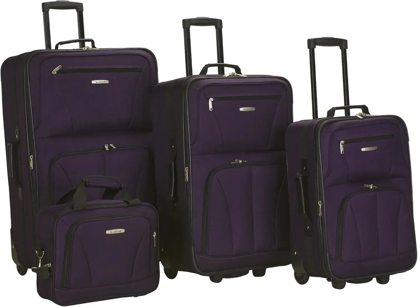 Softside Upright Luggage Set,Internal Retractable Handles Expandable, Charcoal, 4-Piece (14/19/24/28)，Expandable Luggage