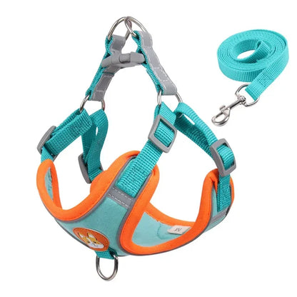 Dog Harness with 1.5m Traction Leash Set  Pull Dog Vest Strap Adjustable Reflective Breathable Harness  Dogs Puppy and Cats Flea