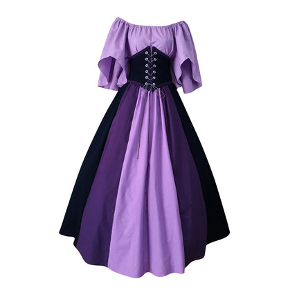 New Medieval Costume for Women Halloween Corset Gothic Renaissance Dress Plus Size Flare Sleeve Ball Gown Cosplay Clothes