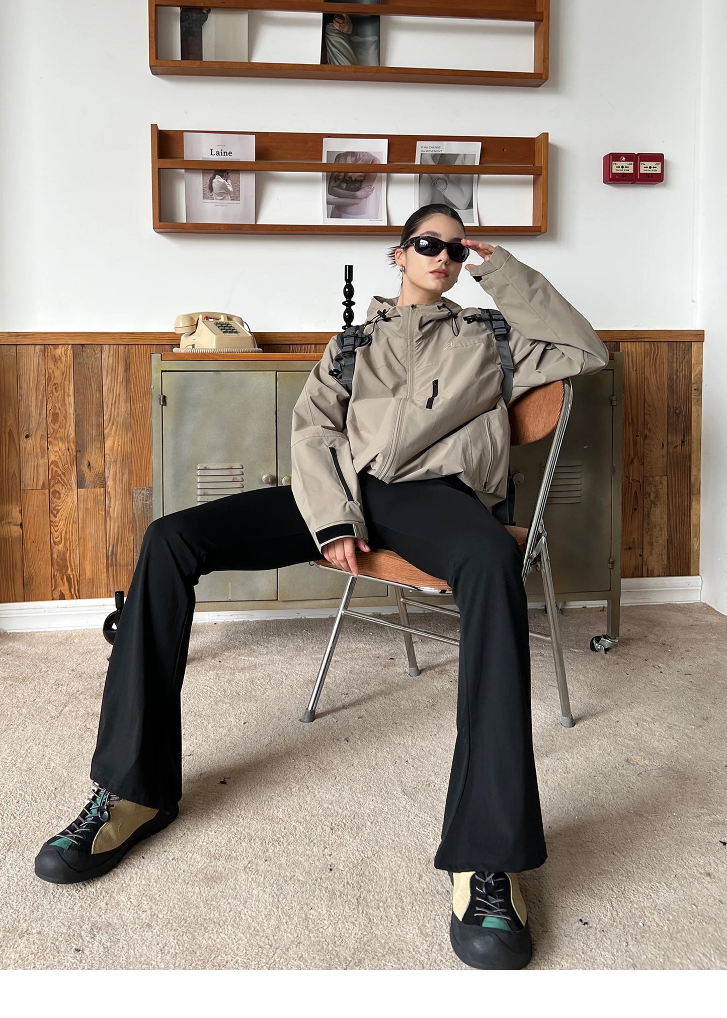 Autumn Outdoor Jacket Women Vintage Hooded Windbreaker Ladies Casual Loose Zipper Jackets Female Neutral Style Sporty Coat