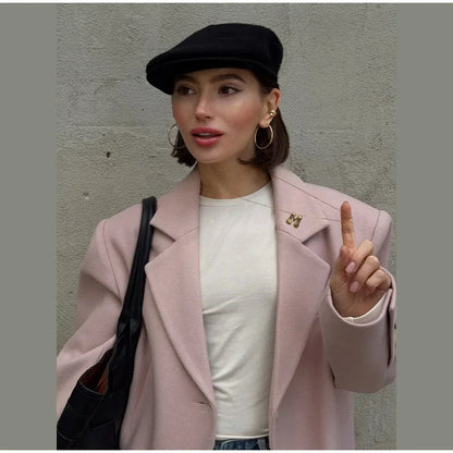 Single Breasted Women 's Winter Jacket Elegant Laple Pockets Thicken Full Sleeve Coats Female 2025 Autumn Winter Woman clothes