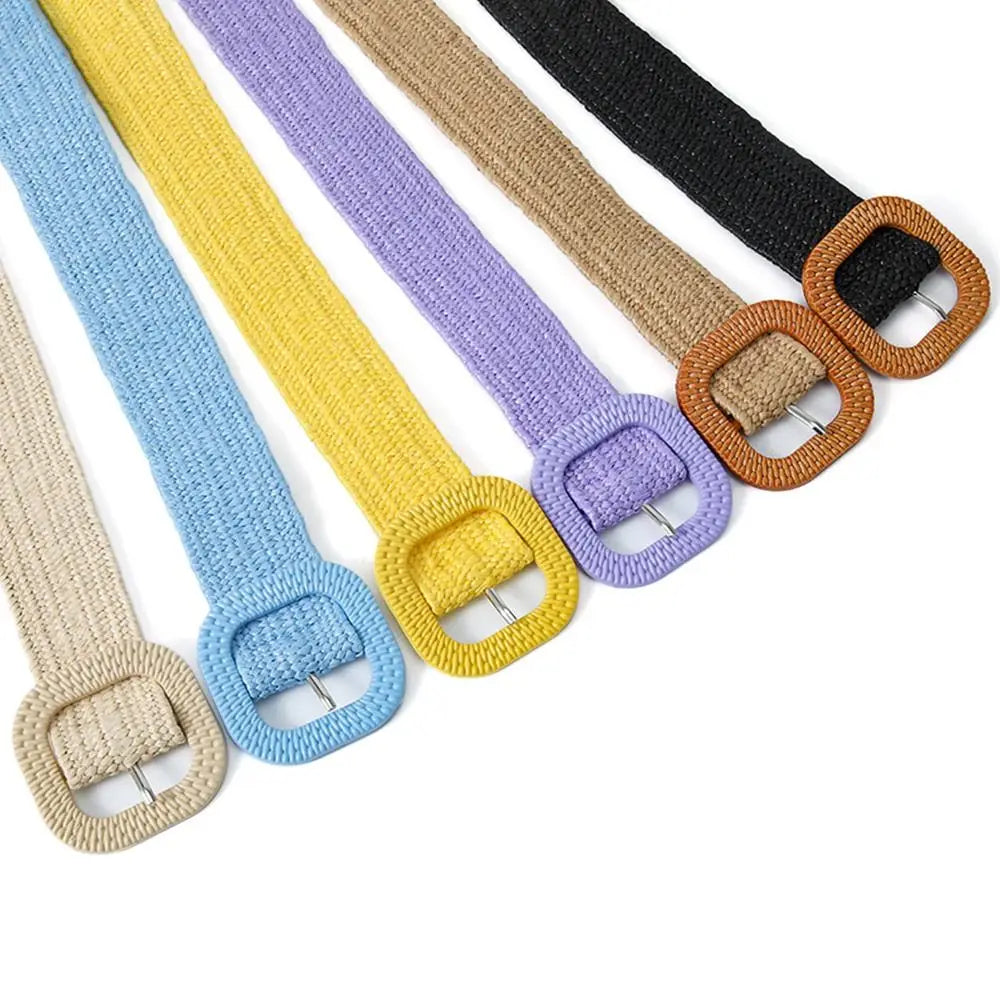 Fashion Wide Waistband Female Waist Belt Bohemian Braided Belts for Women Summer Patchwork Straw Woven Belt