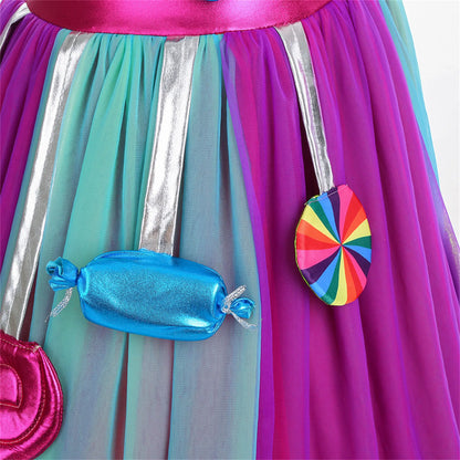 Delicate Princess Lollipop Fairy Costume Girls Halloween Candy Role Play Dress up Kid Carnival Purim Party Cute Vestidos Rainbow