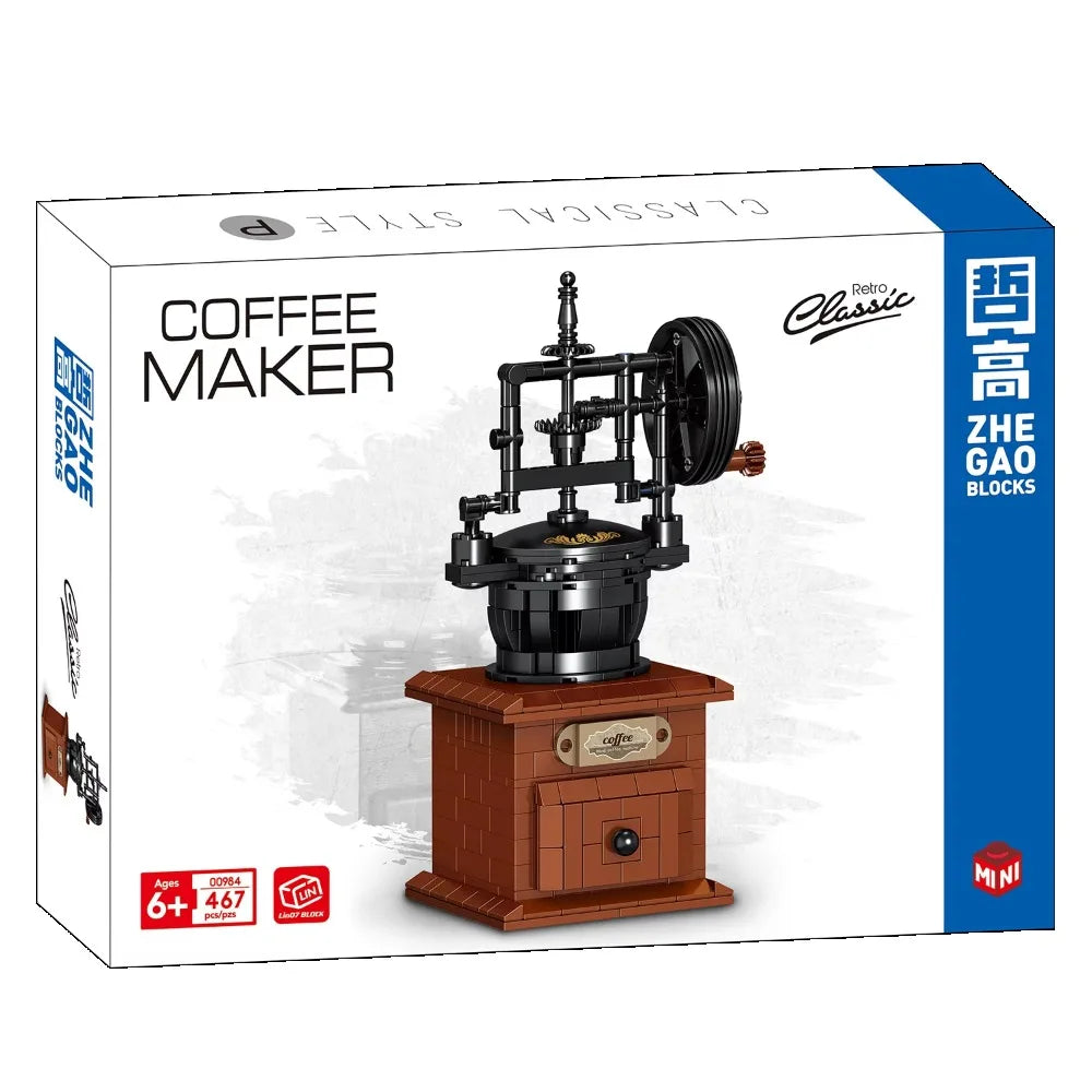 Classic Creative Coffee Machine Mini Diamond Model Building Blocks MOC Construction Bricks Collection Toy Children Xmas Gift