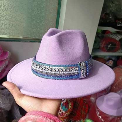 Embroidered three-dimensional flower fedora hat Women's jazz top hat Spring and autumn panama church fashion elegant wedding Hat