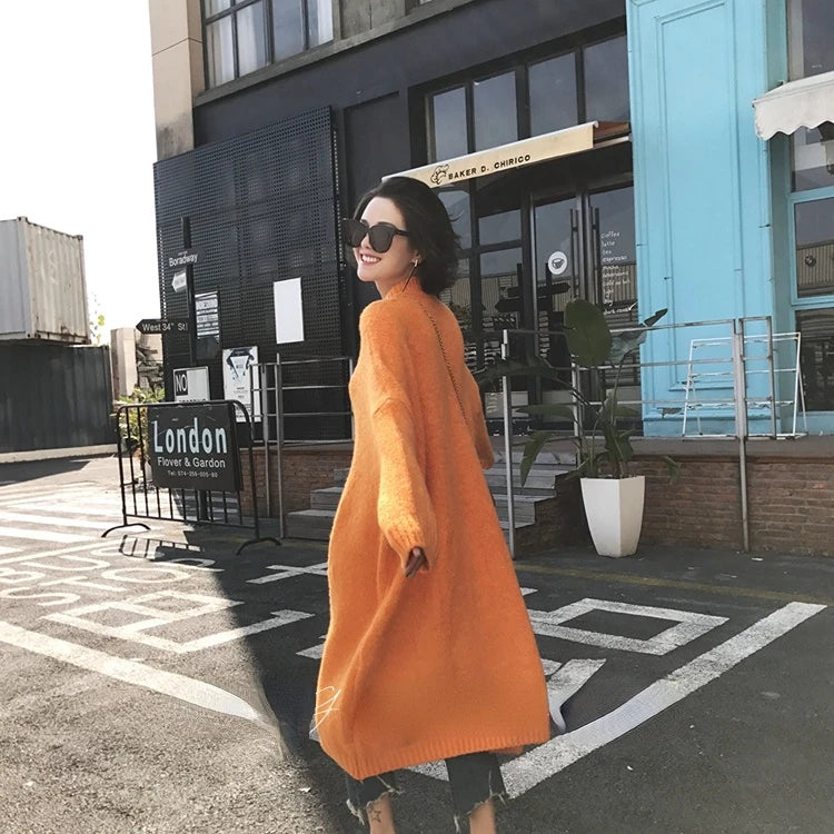 Winter Women Dress Fall Sweater Women Dress Long Sleeve Knitted Dresses Maxi Vintage Oversize Dresses Knitting Thick Warm Purple