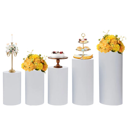 5Pcs Cylinder Pedestal Covers Plinth Stand Pillar Covers Cylinder Plinth Stand Covers for Engagement Wedding Decoration Props