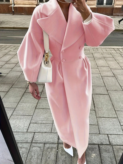 Winter Coat For Women Fashion Solid Loose Lapel Double Breasted Trench Vintage Long Sleeve Jackets Warm Thick Woman New In Coats