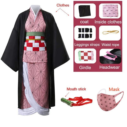 EtherealBe Demon Slayer Nezuko cosplay costume with coat, leggings, and accessories for fans