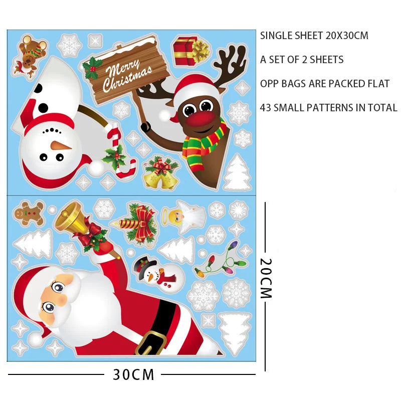 Christmas Window Sticker Merry Christmas Decorations For Home 2025 Cristmas Ornament Xmas Navidad Natal Gifts New Year 2026