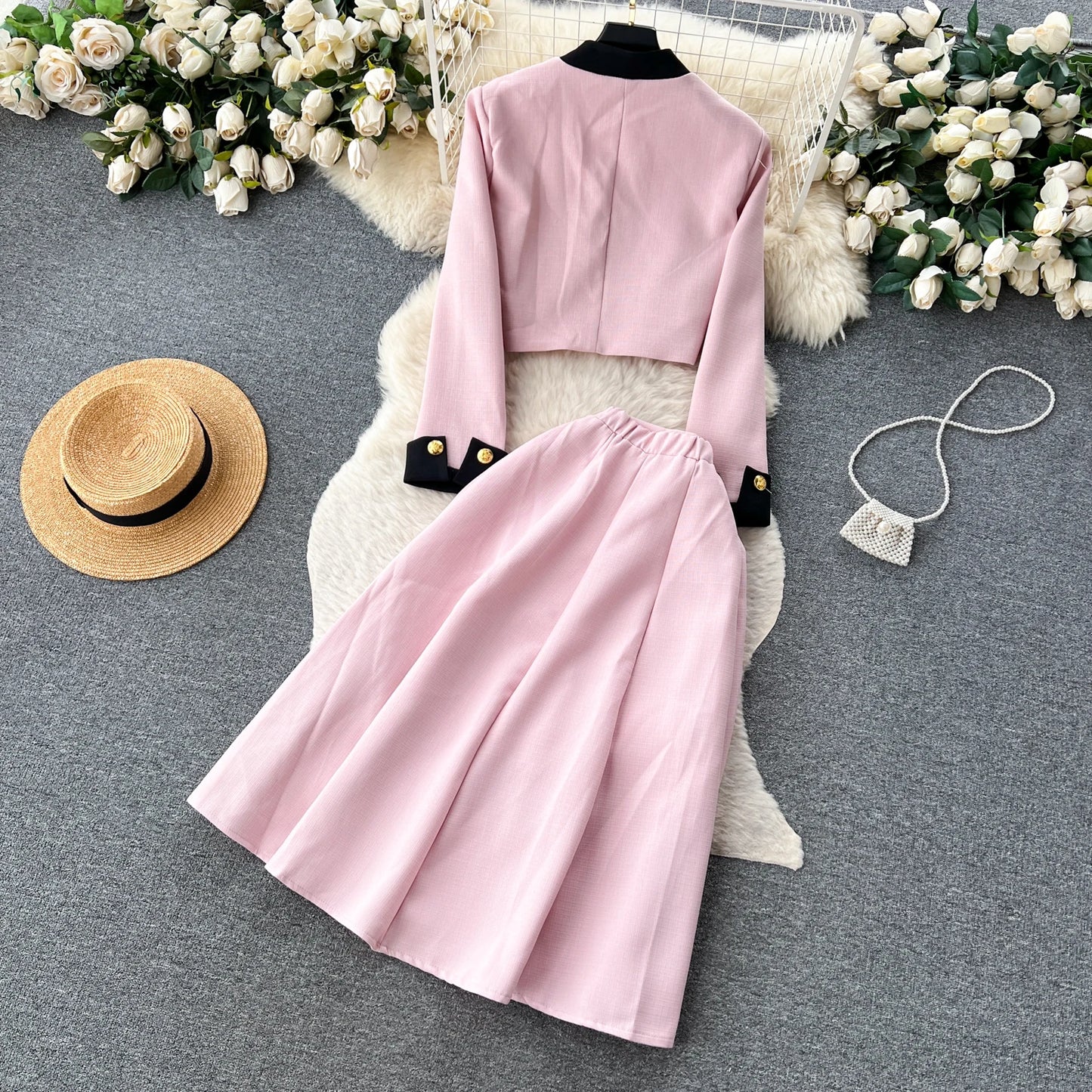 Women Two-Piece Sets Sexy Long Sleeve Single Breasted Top and High Waist Slim Skirt Korean Fashion Casual Autumn Winter Clothing
