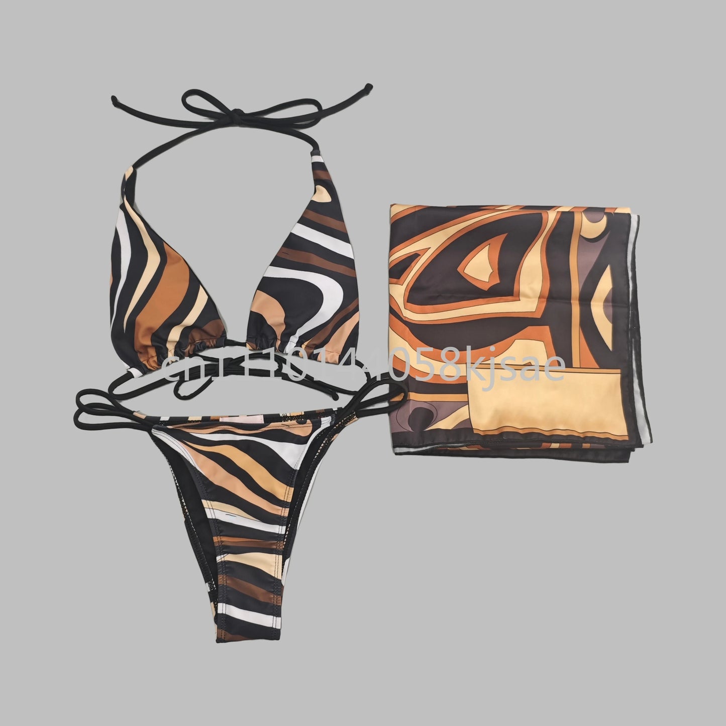 Luxury Design Women's Black Red Scarf Bikini Sets Letter Signature Logo Beachwear Designer Brand Lady Headband Swimsuit Swimwear