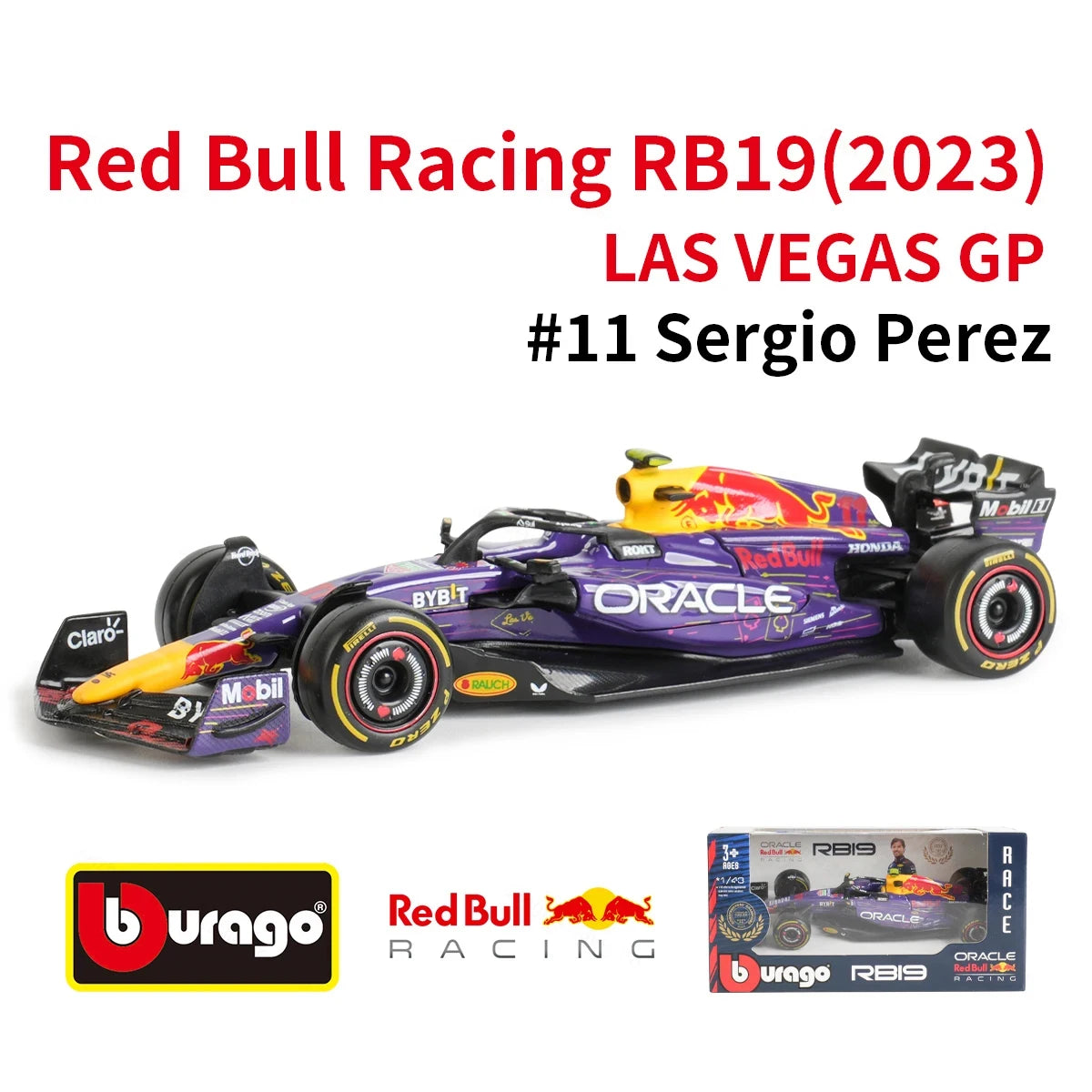 Bburago 1:43 Red Bull F1 Rb19 Las Vegas Miami 1 Verstappen 11 Perez Alloy Scaled Die-Cast Car Model Toys Collection Kid Gift
