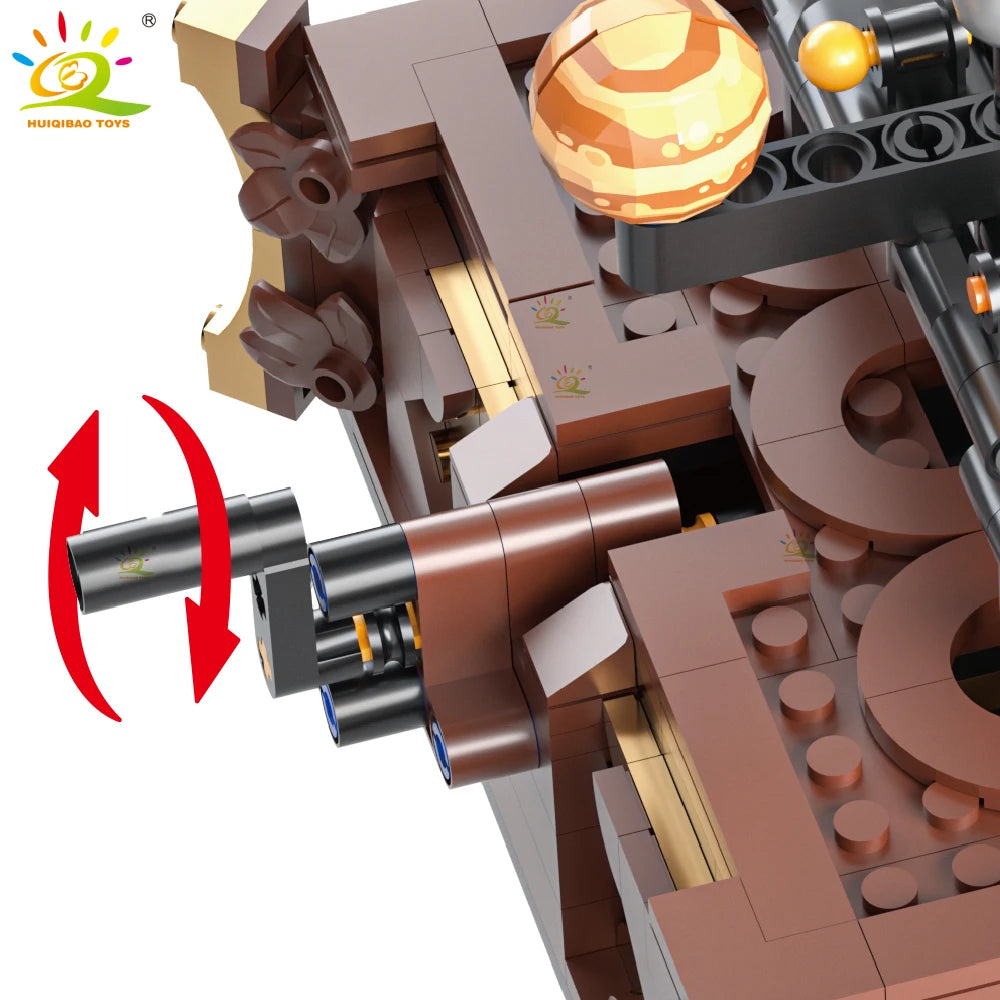HUIQIBAO MOC Space Solar system orbit planet Model small Building Block Aerospace Ornament Brick Toy For Children Desk Decor.