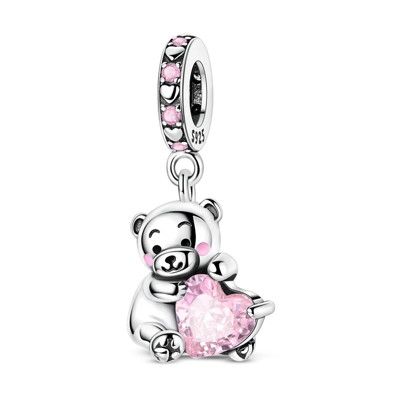 Original Charms Bead 925 Sterling Silver Inlaid Zirconium Animal Paper Crane Snail Pendants Fit Bracelet Jewelry Gift Marking