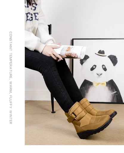 Waterproof Winter Boots for Women 2025 New Faux Fur Long Plush Snow Boots Woman Platform Shoes Warm Cotton Couples Ankle Boots
